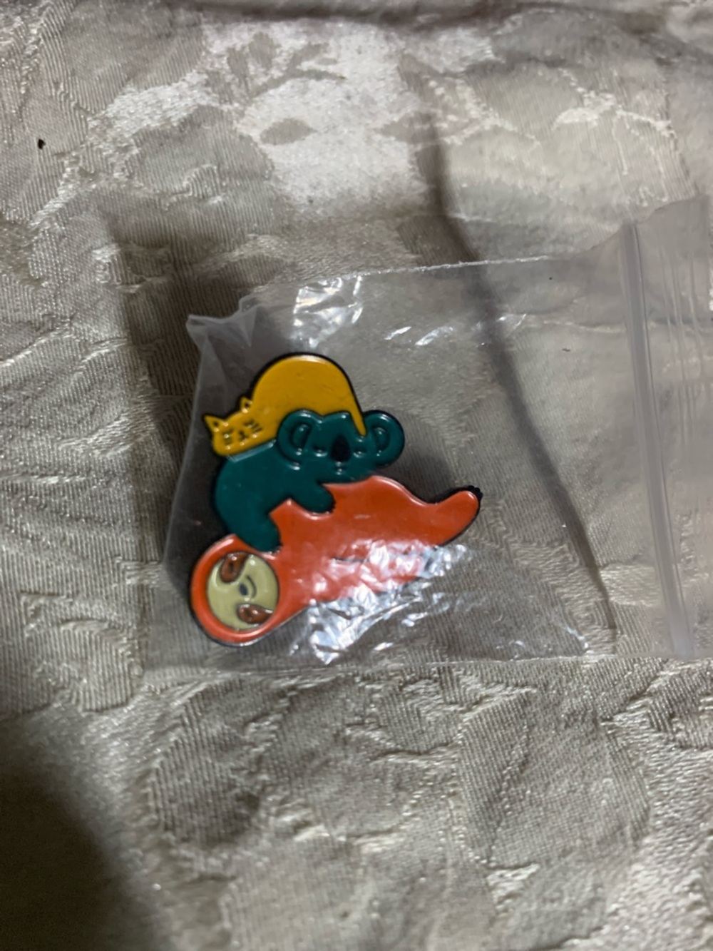 Kids Cute Animal Enamel Pin — Orange, Teal & Yellow